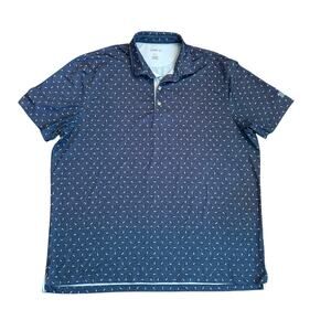 Johnnie-O Men's Golf Polo Shirt Surfboard Graphic Print Blue Performance Sz XXL